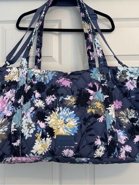 Vera Bradley Navy Quilted Floral Weekender Tote